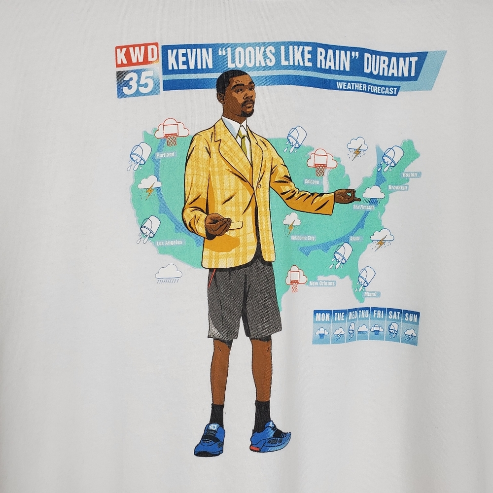Nike White Graphic Tee - Kevin Durant Design Men XL - Picture 3 of 9